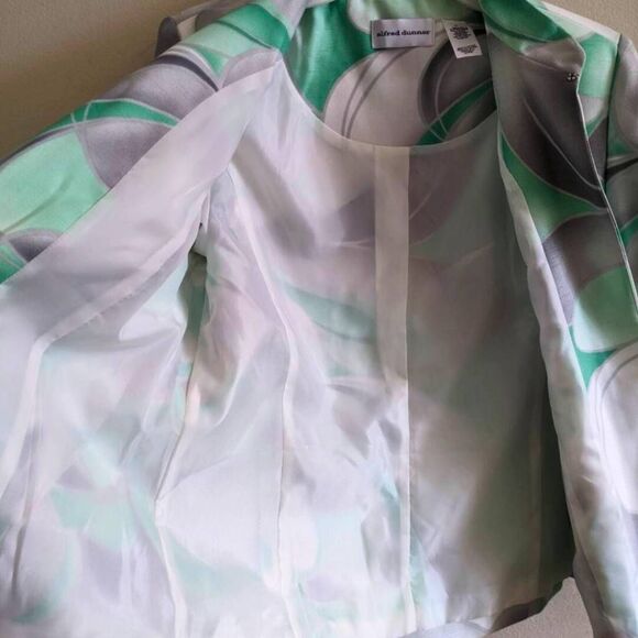 Alfred Dunner Blazer Women's Size 10 Green Gray Abstract Swing Jacket NWT Lined - Picture 6 of 11